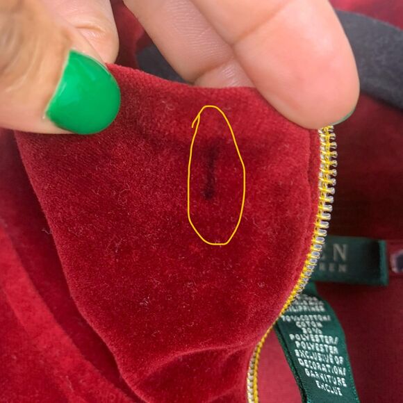 Lauren Ralph Lauren Women’s Medium Velvet Crest Zip Jacket Rich Red Glam Street - Picture 4 of 13